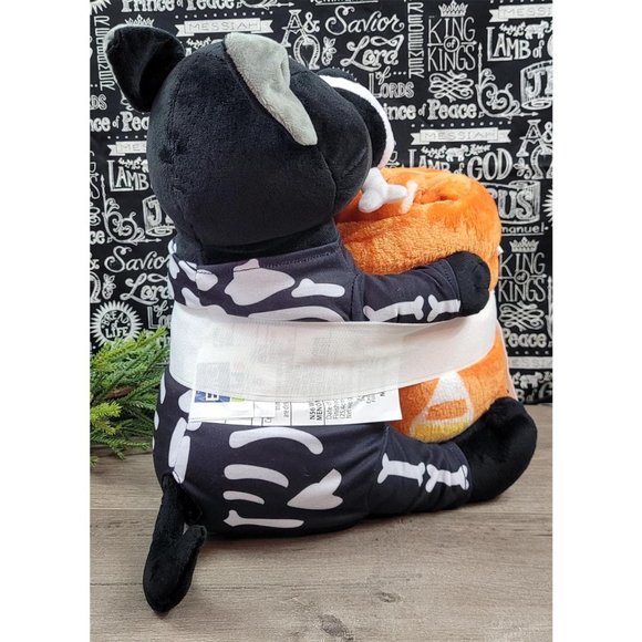 The Big One Halloween Skeleton Dog Plush Stuffed Animal & Soft Blanket NWT - Picture 4 of 13